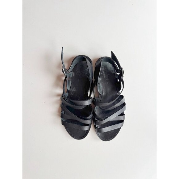MADEWELL Boardwalk Black Leather Multi-Strap Slingback Sandals, Size 6 - Picture 2 of 11